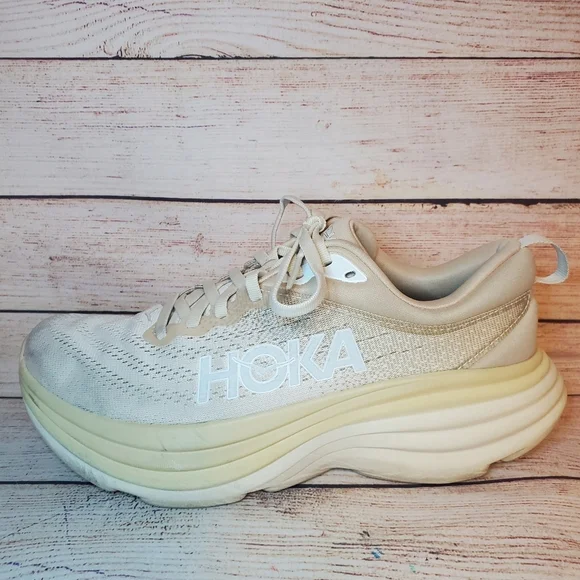 Hoka Womens 8B Bondie 8 Shifting Sand/Eggnog Athletic Running Shoes Sneakers - Picture 8 of 11